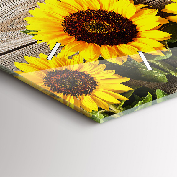 Horizontal wall clock Sunflowers