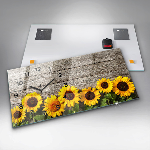 Horizontal wall clock Sunflowers