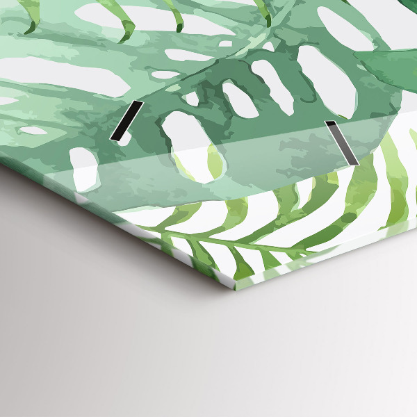 Horizontal wall clock Green leaves