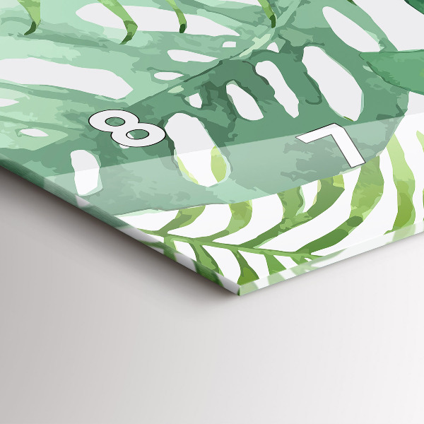 Horizontal wall clock Green leaves