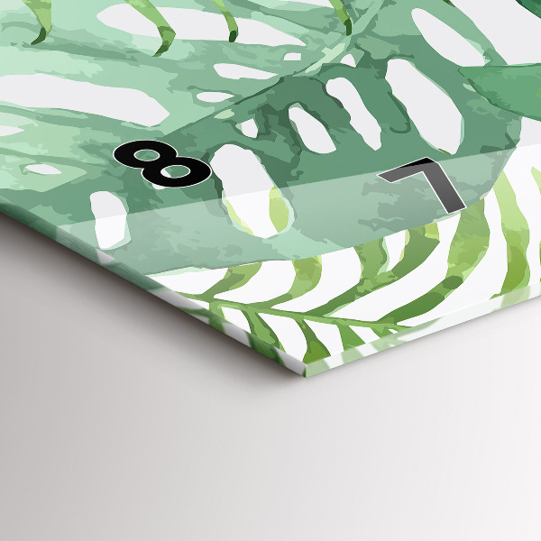Horizontal wall clock Green leaves