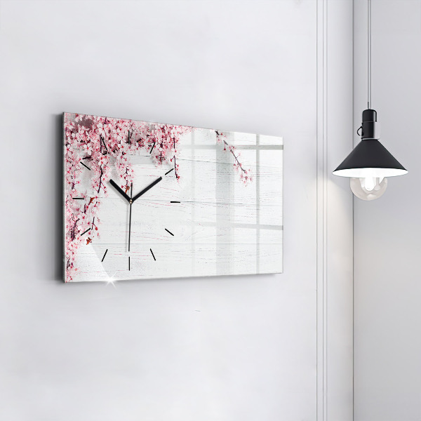 Horizontal wall clock Spring flowers