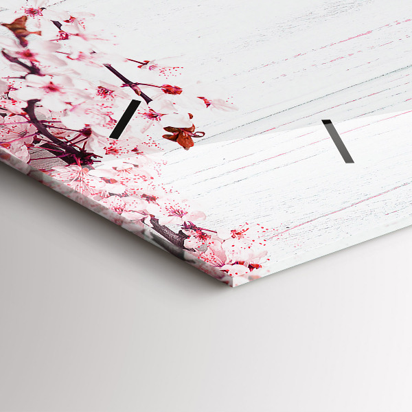 Horizontal wall clock Spring flowers