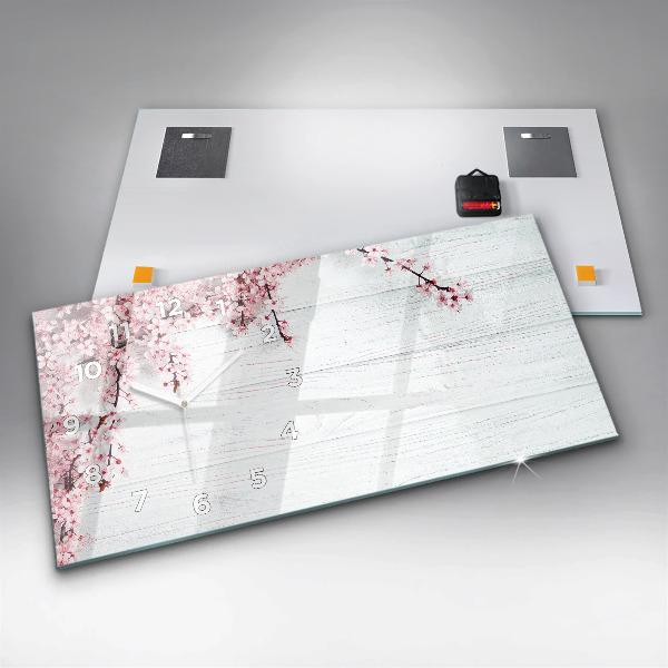 Horizontal wall clock Spring flowers