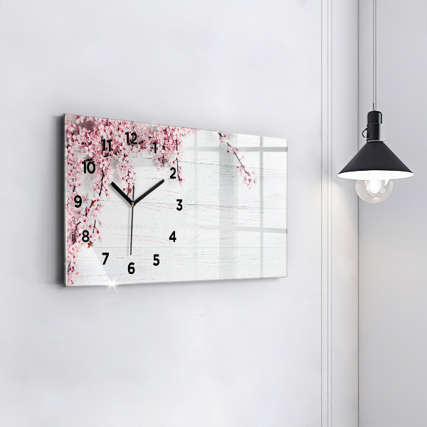 Horizontal wall clock Spring flowers