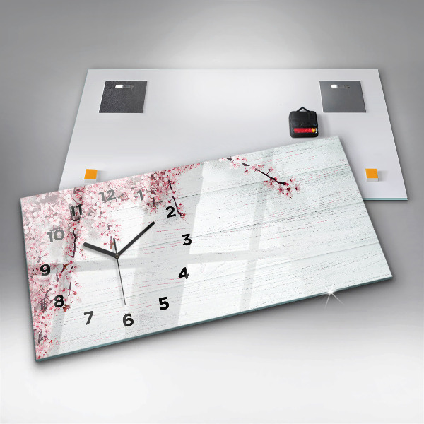 Horizontal wall clock Spring flowers