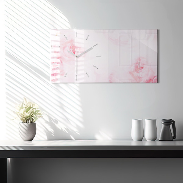 Horizontal wall clock Blooming flowers