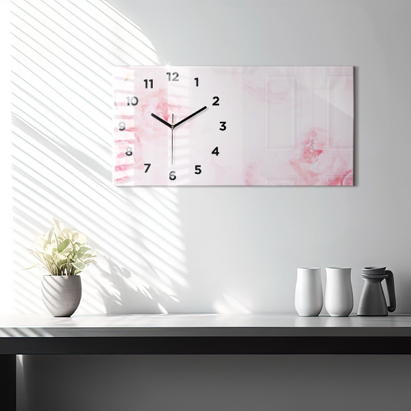 Horizontal wall clock Blooming flowers