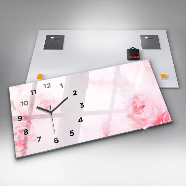 Horizontal wall clock Blooming flowers