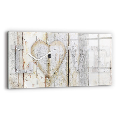 Horizontal wall clock The inscription love