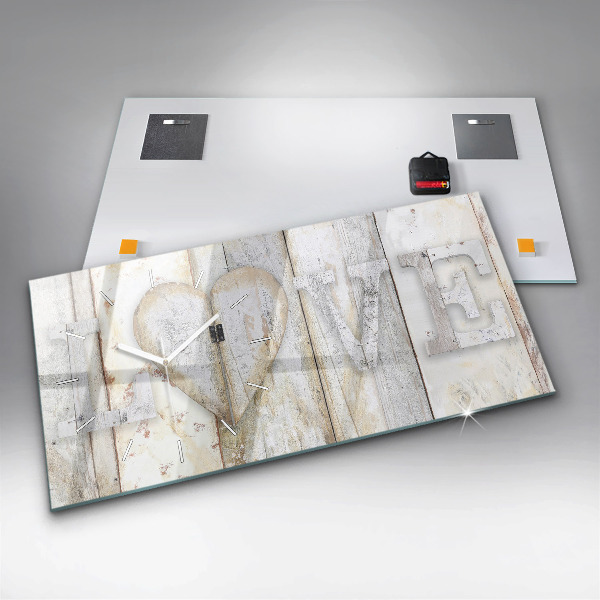 Horizontal wall clock The inscription love