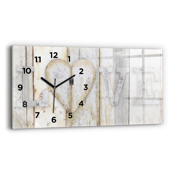 Horizontal wall clock The inscription love