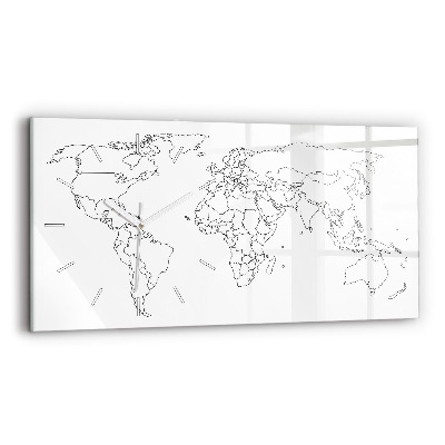 Horizontal wall clock Outline map of the world