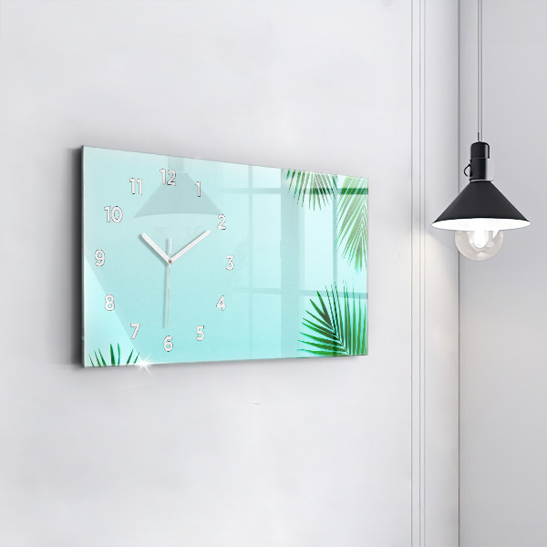 Horizontal wall clock Palm leaves