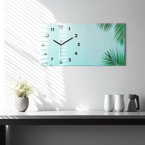 Horizontal wall clock Palm leaves