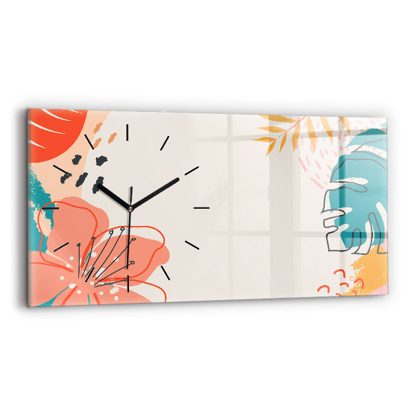 Horizontal wall clock Hawaiian plants