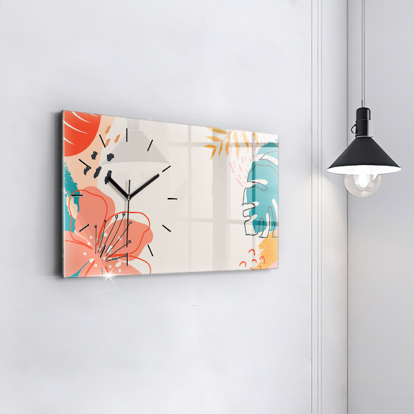 Horizontal wall clock Hawaiian plants