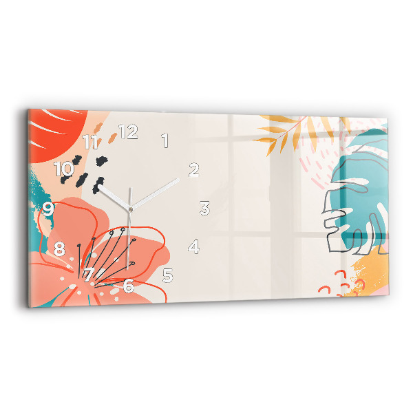 Horizontal wall clock Hawaiian plants