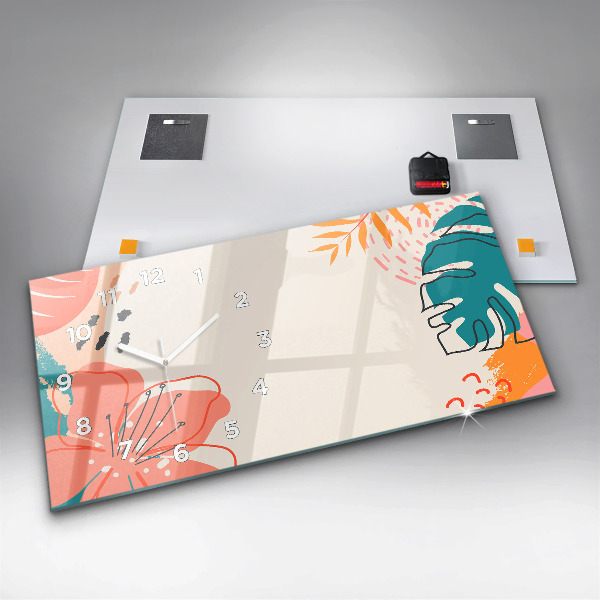 Horizontal wall clock Hawaiian plants