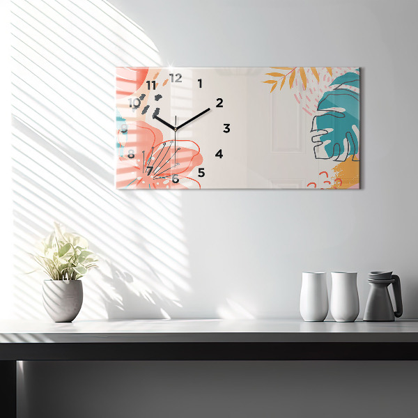 Horizontal wall clock Hawaiian plants