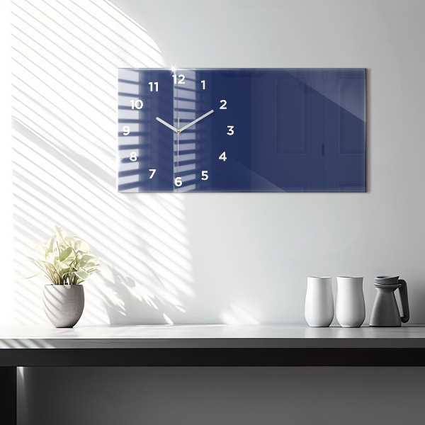 Horizontal wall clock Navy blue color