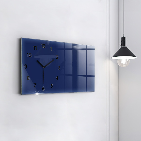 Horizontal wall clock Navy blue color