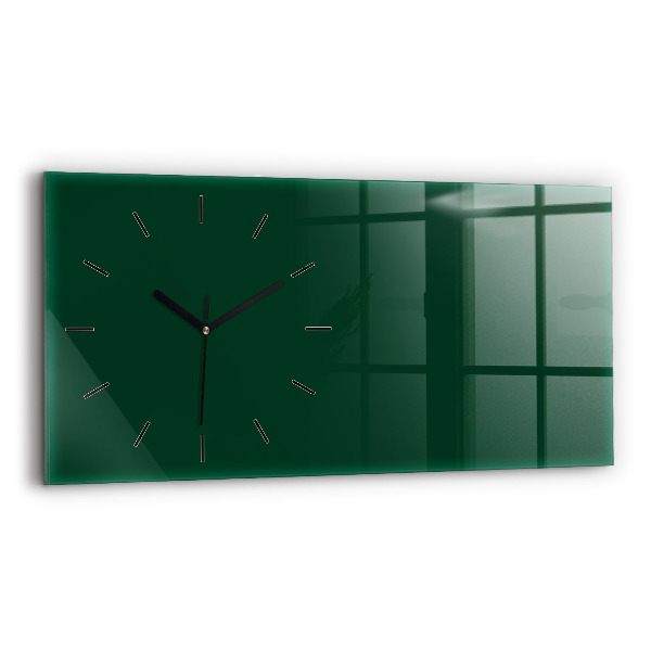 Horizontal wall clock Color bottle green