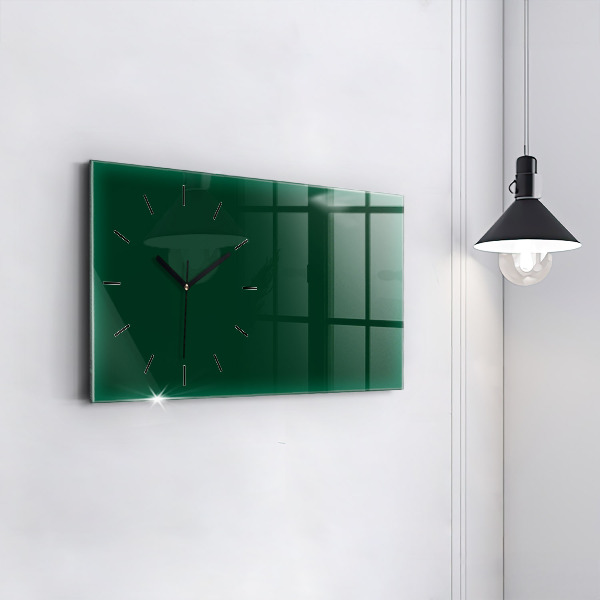 Horizontal wall clock Color bottle green
