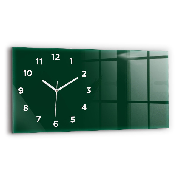Horizontal wall clock Color bottle green
