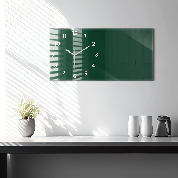 Horizontal wall clock Color bottle green