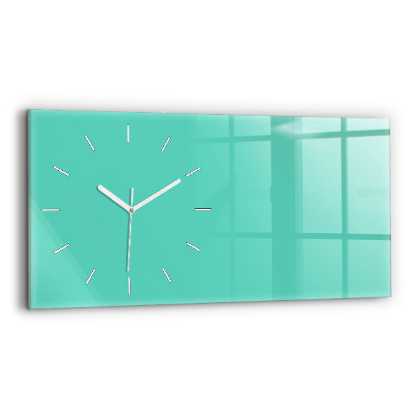 Horizontal wall clock Turquoise color