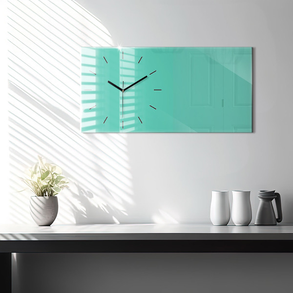 Horizontal wall clock Turquoise color