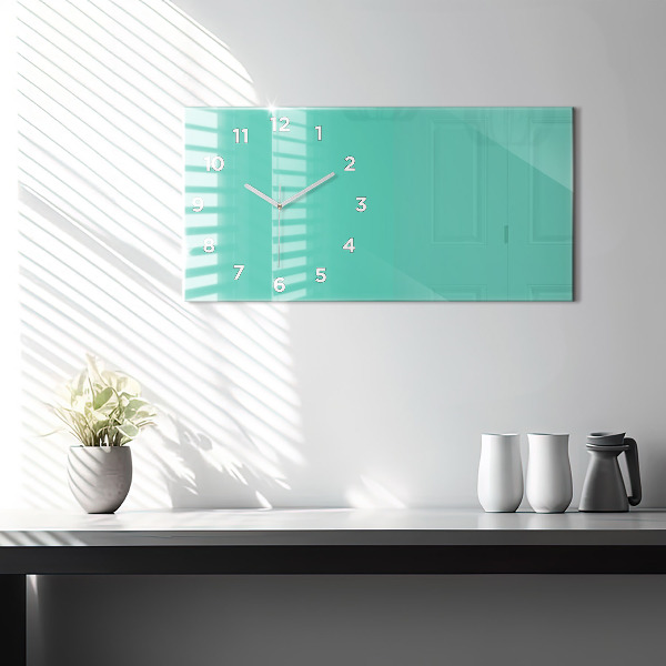 Horizontal wall clock Turquoise color