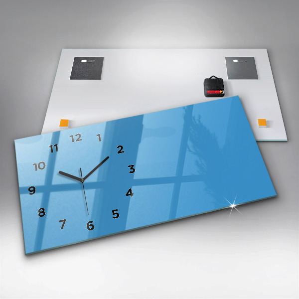 Horizontal wall clock Color blue