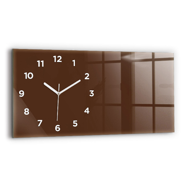 Horizontal wall clock Brown color