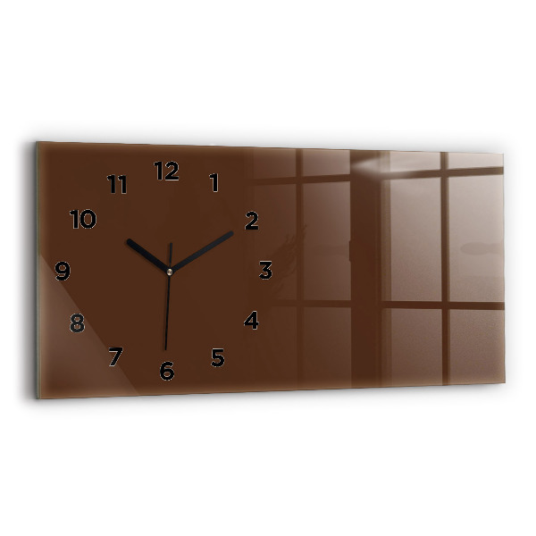 Horizontal wall clock Brown color