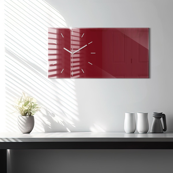 Horizontal wall clock Burgundy color