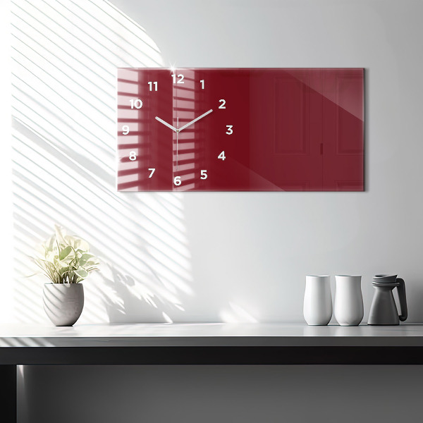 Horizontal wall clock Burgundy color