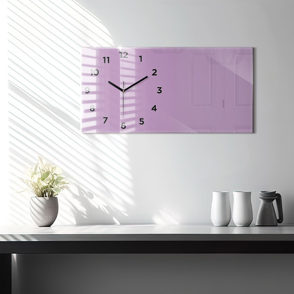 Horizontal wall clock Lilac color