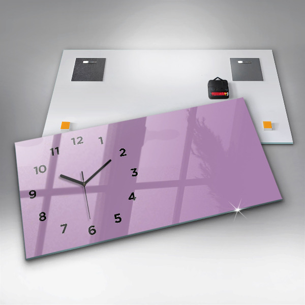 Horizontal wall clock Lilac color