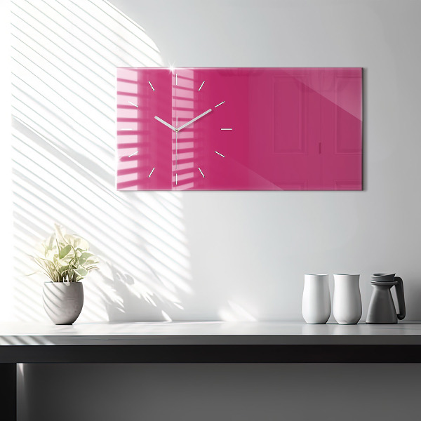 Horizontal wall clock Color strong pink