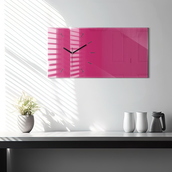 Horizontal wall clock Color strong pink