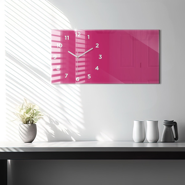 Horizontal wall clock Color strong pink