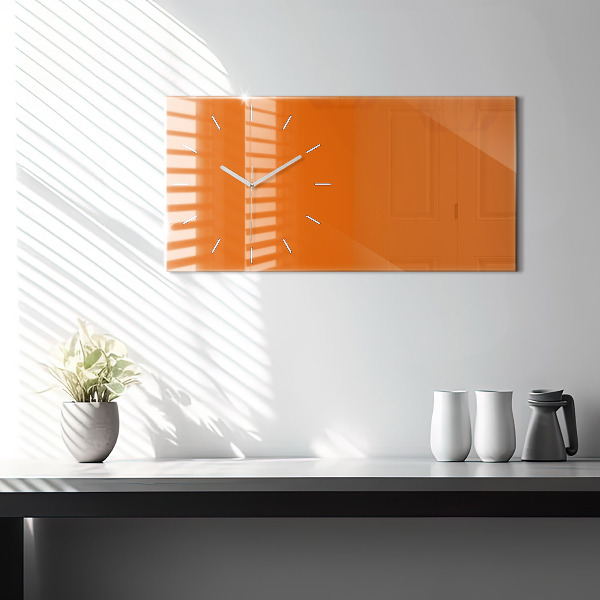 Horizontal wall clock Orange color