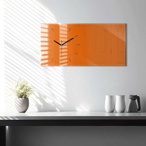 Horizontal wall clock Orange color