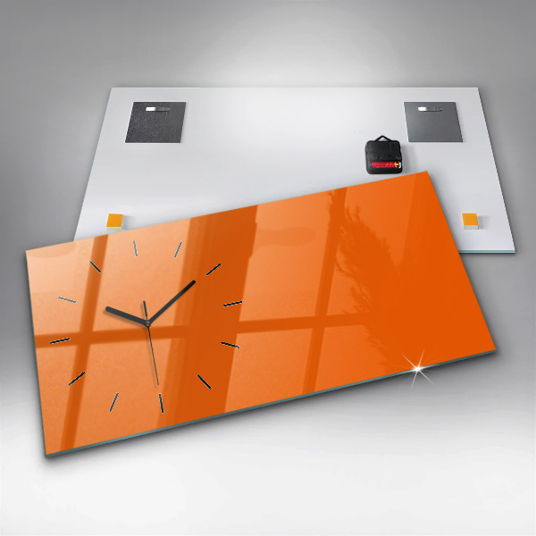 Horizontal wall clock Orange color
