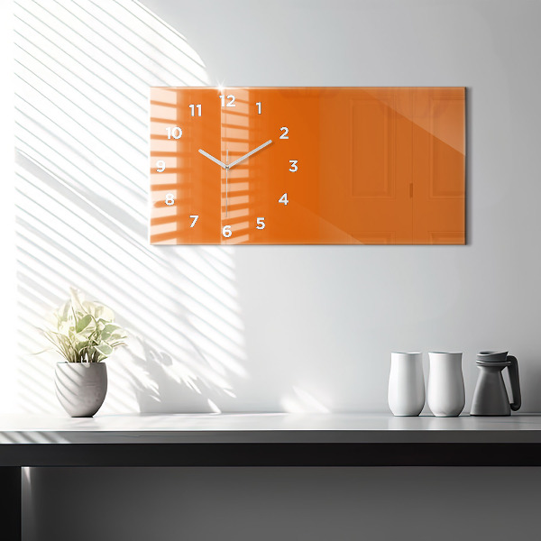Horizontal wall clock Orange color