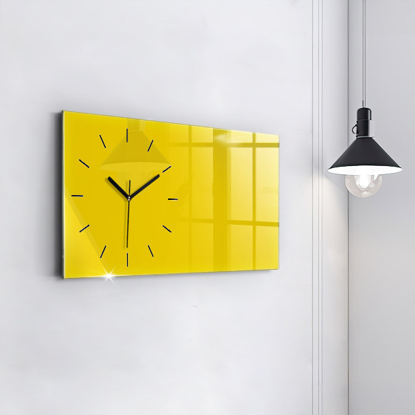 Horizontal wall clock Light yellow color