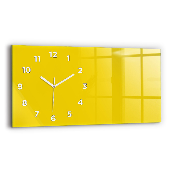 Horizontal wall clock Light yellow color