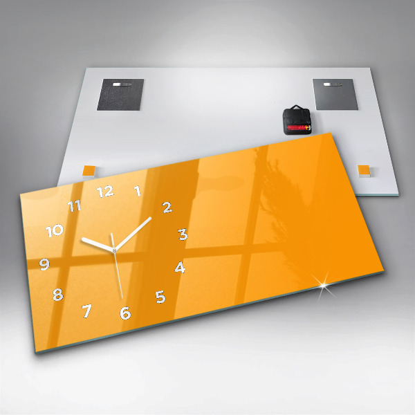 Horizontal wall clock Color golden yellow